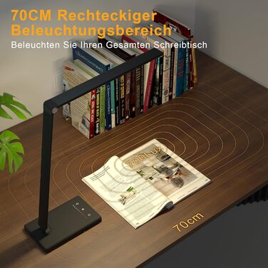 Стіл лампа LED, диммер, 5 кольорів, 10 рівнів яскравості, захист очей, нічник для дітей, офісна лампа, денне світло, USB-порт (чорний)