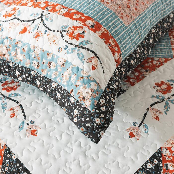 Комплект постільної білизни King Size у стилі ф armhouse від BEDIFANY, м'який пуховик King Size (249 x 218 см), легкий комплект постільної білизни Farmhouse для ліжка, прикраси для ліжка на всі сезони, 3 шт. (B - квітковий, Twin (173 x 218 см))