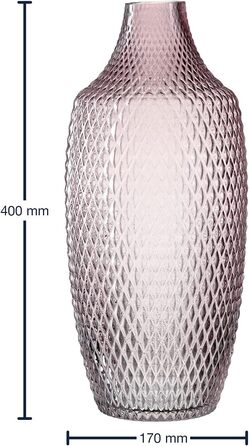 Ваза Leonardo Poesia, скляна, ручної роботи, рожева, 40 см, 018677