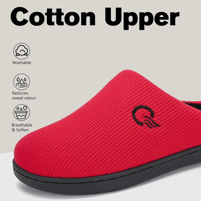Домашні тапочки Mishansha для чоловіків та жінок, з піною з пам'яті, антиковзаючі, червоні, 36/37 EU