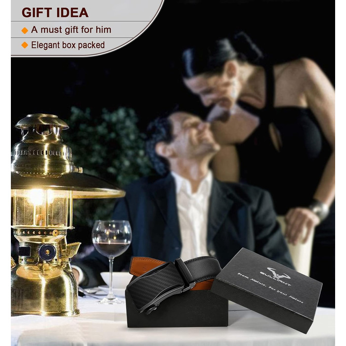 Чоловічий шкіряний ремінь KEMISANT з автоматичною пряжкою, 35 мм, регульований, чорний