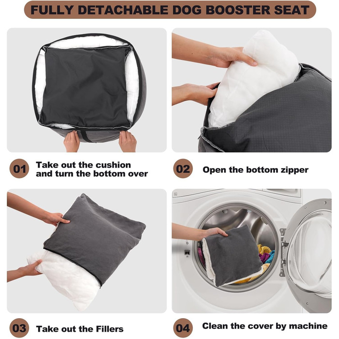 Автокрісло для собак, миється та стійке до плям. Зручне автокрісло для собак середнього розміру (сірий)