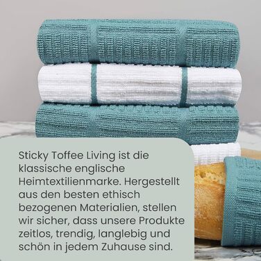 Sticky Toffee Dishcloths made from 100% cotton, terry cloth, 5 pieces, 40.6 x 71 cm, blue / aqua, soft, absorbent, for restaurant, bar, glassware, kitchen towels