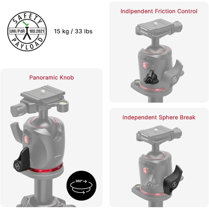 Штатив Manfrotto 055XPRO3 з триногим наголовником – професійний штатив з алюмінію, 3 секції, для DSLR та аксесуарів