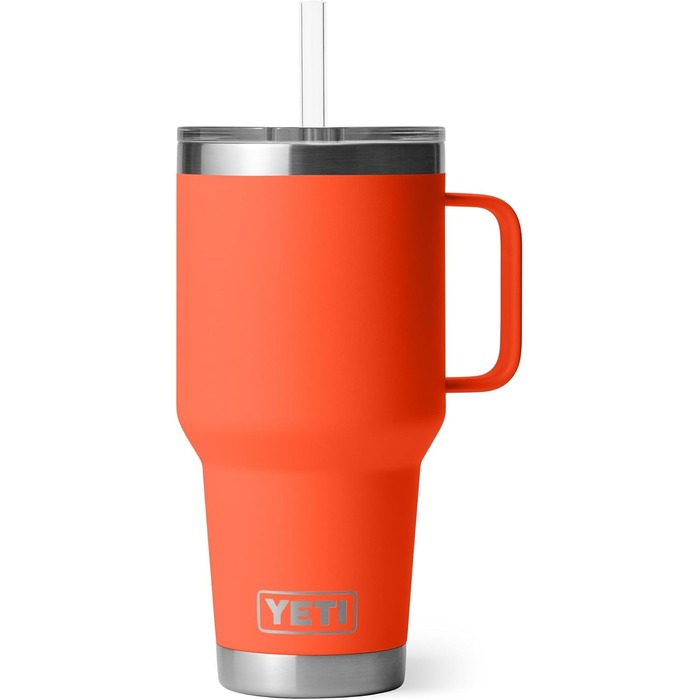 YETI Rambler 35 oz Stainless Steel Vacuum Insulated Straw Mug with Stronghold Lid (Papaya)