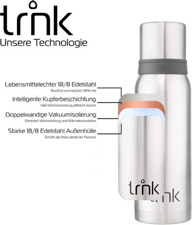 Термос Outdoor Arktis 2 - 1200 мл, нержавіюча сталь, BPA-free, зберігає тепло 32 години, з 2 кришками-чашками, для посудомийної машини, сірий колір