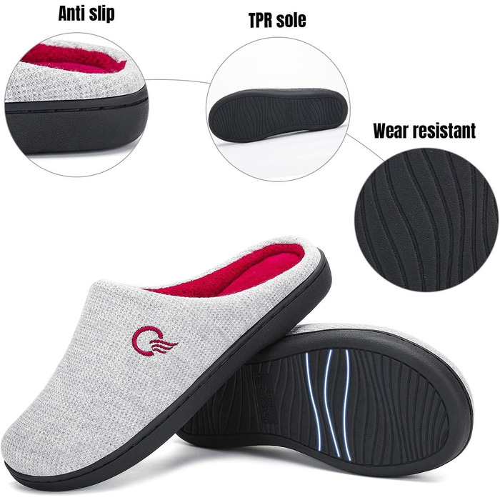 Тапочки додому Mishansha з піною Memory Foam для чоловіків та жінок, сірі, розмір 36-47