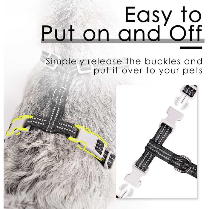 Шлейка для собак ThinkPet No-Pull, дихаюча, для малих, середніх та великих собак, регульована, м'яка, безпечна, з контролем, з підкладкою, світловідбиваюча, чорна, XS (1 шт.)