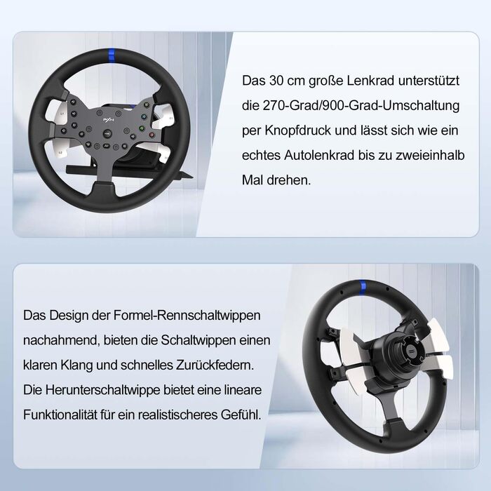 PXN V99 Формульний кермо для гонок на ПК, Xbox One, Xbox Series X/S, PS4 з Force Feedback 3.2 Nm, педалі з перемиканням передач та Hall-ефектом