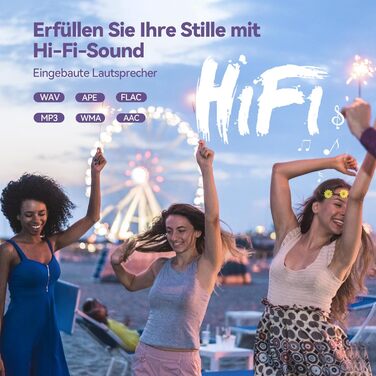 MP3 плеєр AGPTEK 64GB з Bluetooth 5.3, TFT-дисплеєм, FM-радіо та підтримкою до 128GB, фіолетовий