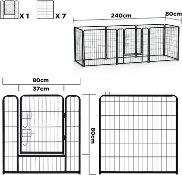 Забіг для цуценят Froadp 6-TLG: вольєр для собак з дверима, 65 x 80 см, 8 елементів