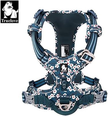 Шлейка для собак WINHYEPET Truelove No-Pull, бавовняна, дихаюча, світловідбиваюча, регульована, для маленьких та середніх собак і котів, TLH5655 (XS, Саксонія Блакитний)