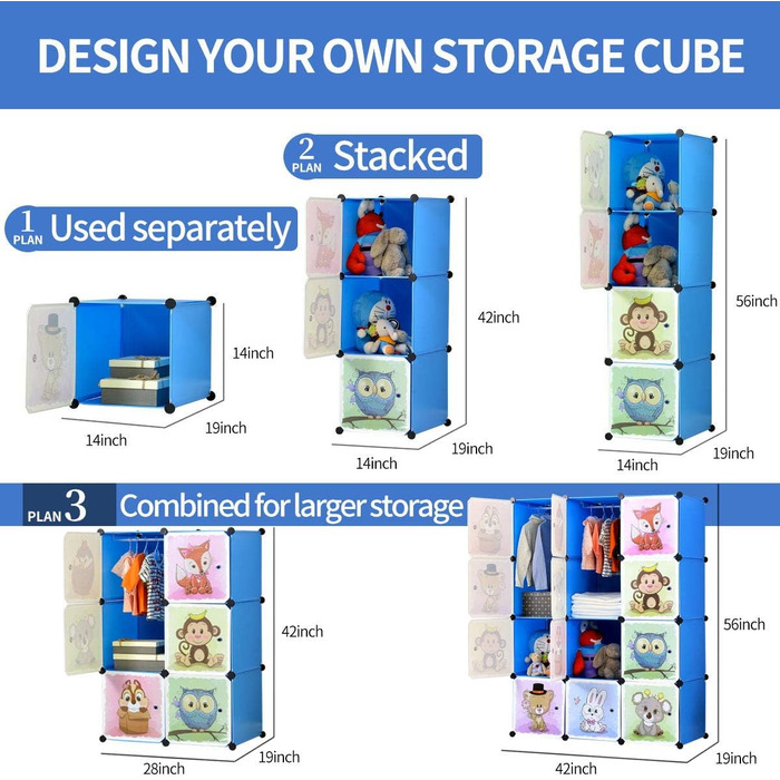 BRIAN & DANY Expandable Kids' Storage Unit with Doors and Hooks