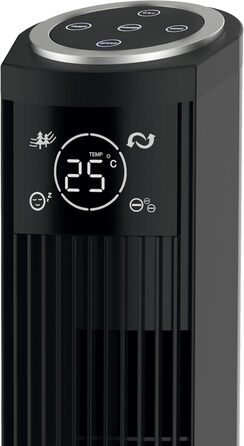 Вентилятор Be Cool з турбонаддувом 121 см – 3 швидкості, осциляція, LED-дисплей, таймер до 12 годин, іонізатор для чистого повітря, тихий підлоговий вентилятор з пультом дистанційного керування, білий (45W)