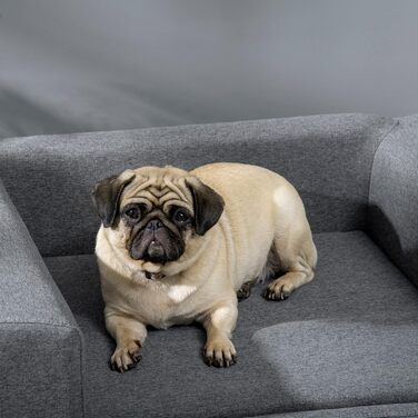 PawHut Софа для собак, скандинавський дизайн, м'яка подушка, дерев'яні ніжки, 87 x 61 x 36 см, поліестер, сіра