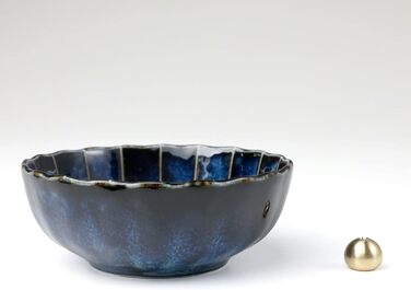 Asayu Japan Incense Holder - Blue Lotus - For 10cm Incense Sticks, Made in Japan, Traditional Ceramic Ash Catcher, Includes Removable Brass Stand - For Yoga, Meditation, and Relaxation