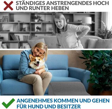 Сходинка для собак Nuraya: 3 сходинки, 40 см, з антиковзким покриттям. Підходить для маленьких собак та котів. Зручна та миється.