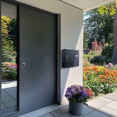 Поштовий ящик Zedelmaier з нержавіючої сталі, персоналізований, настінний, з відділенням для газет, 2 ключі, замок, антрацит 33x31x10 см