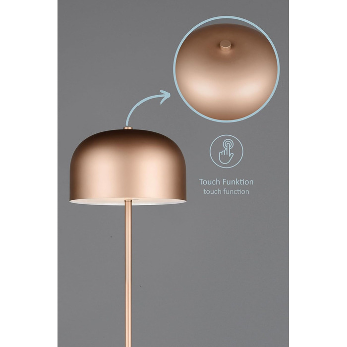 LED настільна лампа Julien: акумуляторна, USB-C, сенсорне керування, Ø 12 см, металева, 1.5W