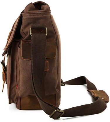 Вінтажна військова сумка через плече з натуральної шкіри та канвасу Sechunk, для ноутбука 15 дюймів, сумка-месенджер, колір кавовий