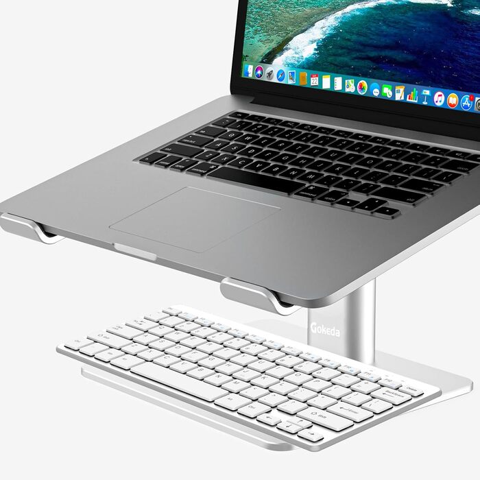 Підставка для ноутбука GOKEDA, ергономічна регульована, з алюмінієвого сплаву, сумісна з MacBook, Dell, HP, Lenovo, Samsung (11-17 дюймів), срібна