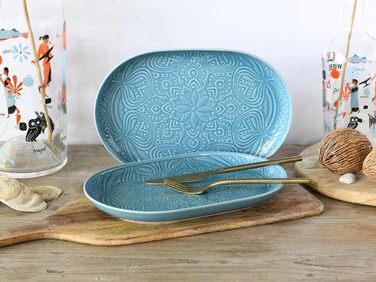 Набір посуду CreaTable Serie Orient Mandala 18 предметів, порцеляновий, аквамарин, для мікрохвильовки та посудомийної машини, вироблено в Європі