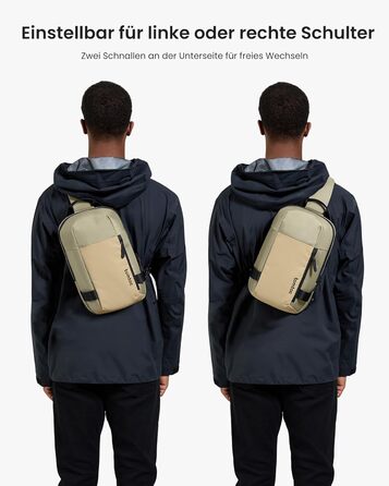 tomtoc Сумка через плече для чоловіків, Sling Bag, 13-14 дюймів, MacBook Air/Pro, водонепроникна, Khaki/Зелений