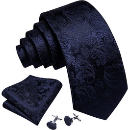 Набір краваток Barry.Wang: шовкова краватка з квітковим візерунком Paisley, нагрудна хустинка, запонки та краваткова застібка. Червоно-білий, для свят та вечірок.