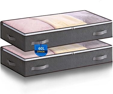 Комод під ліжко Boic, 2 шт., 60 л, для зберігання постільної білизни та одягу, з кришкою, складний, велика коробка для зберігання