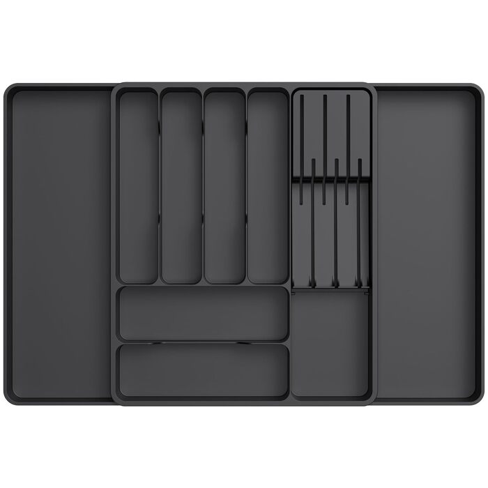 Органайзер для столових приборів Lifewit в шухляду, розсувний, з відділенням для ножів (40 см), чорний