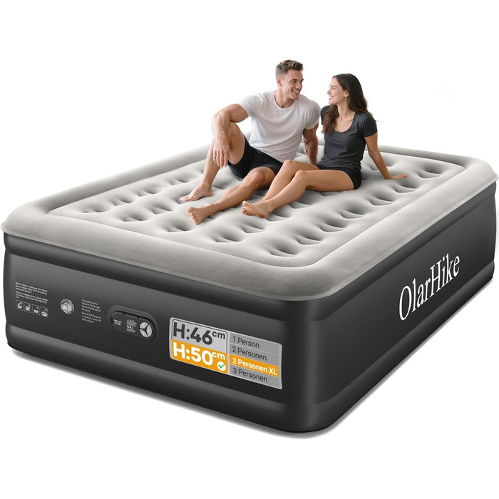 Надувний матрац OlarHike для кемпінгу та дому - 200 x 140 x 46 см (2 особи)