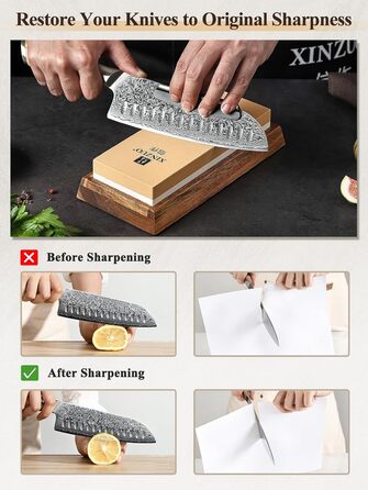 Набір для заточування ножів XINZUO: алмазний плоскою точило 2-в-1 з дерев'яною підставкою, зернистість 1000/5000