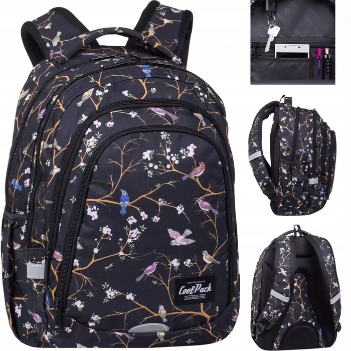 Підлітковий шкільний рюкзак CoolPack Drafter 28 л Vilnius, чорний у квітку