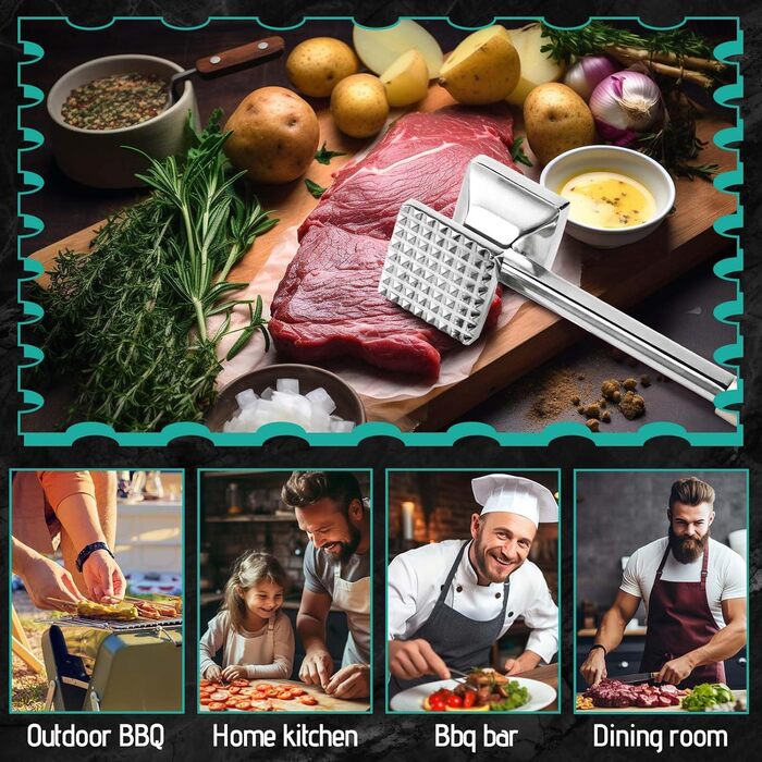 Рубессія М'ясорубка-Клопфер: подвійний молоток для м'яса, подрібнювач для стейків, курки, свинини та шніцелів