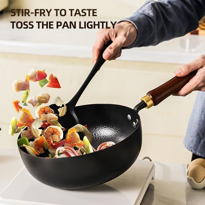 Набір сковорідок з нержавіючої сталі з антипригарним покриттям (4 шт.) 26/24/20/18 см, дерев'яні ручки