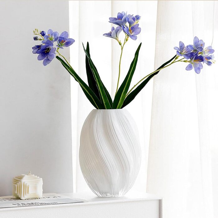 Скляна ваза для квітів Glas Blume, 24 см, сучасний мінімалістичний дизайн, ручної роботи, для дому, офісу, подарунок на весілля/новосілля (біла)