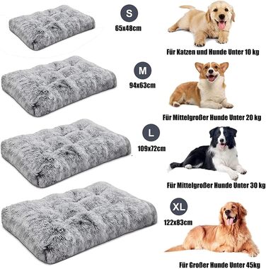 М'яке ліжко для собак SOAI, плюшеве килим для собак, корзина для собак, м'яке покриття, для середніх собак і котів (65x48 см) Бежеве