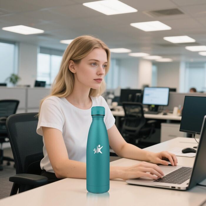Термос-пляшка спортивна 750 мл, з нержавіючої сталі, подвійні стінки, BPA-Free, для кемпінгу, подорожей та спорту (моховий, 750 мл)