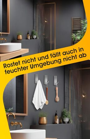 Набір гачків для рушників без свердління, 10 шт., самоклеючі гачки з нержавіючої сталі 304, міцні клейкі гачки для великих предметів, клейкі гачки для ванної, туалету та кухні, стійкі до іржі, срібні