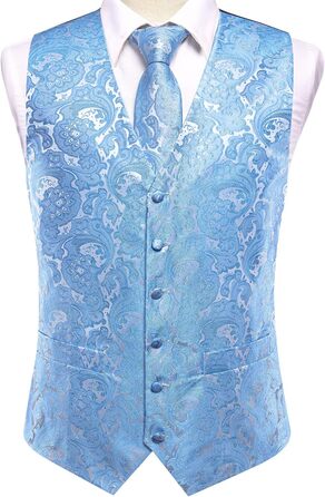 Жилет чоловічий Hi-Tie вінтажний з коміром, однобортний, без рукавів для весілля, офіційних заходів (Blaues Paisley, L)