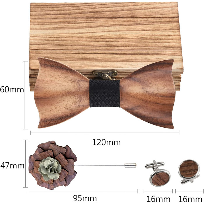 Набір краваток Mr.Van Holzfliege: краватка, запонки, брош, кишеньковий хустинка (чорний)