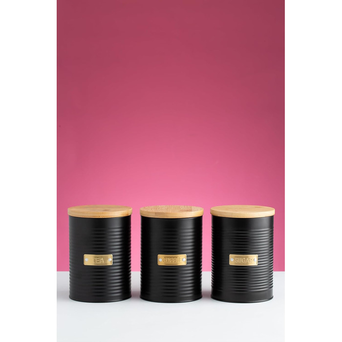 Контейнер для кави TYPHOON OTTO 1.4L з бамбуковим кришками та силіконовим ущільнювачем, декорований, з покриттям зі сталі. Підходить для кавових зерен, меленої кави та капсул. Також для чаю.