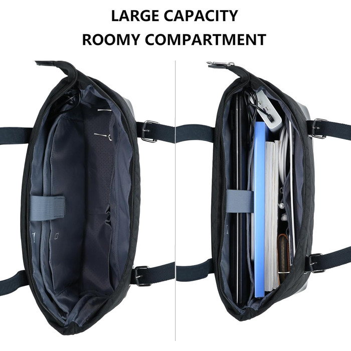 Сумка для ноутбука KROSER жіноча чорна елегантна 15.6 дюймів, велика легка сумка-тоут для бізнесу, школи, подорожей - стебнована