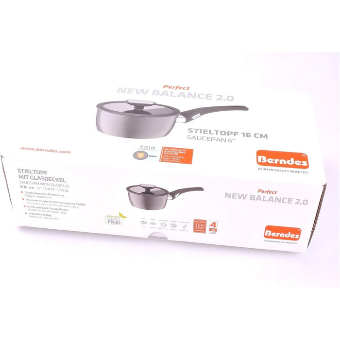 Каструля Berndes Balance Induction Stieltopf Enduro, 16 см, з індукційним дном, з нержавіючої сталі, чорна
