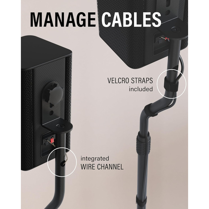 Регульована підставка для динаміків Sanus – висота від 71,1 см до 96,5 см – для сателітів та малих колонок (Bose, Harman Kardon, Polk, JBL, KEF, Klipsch, Sony)