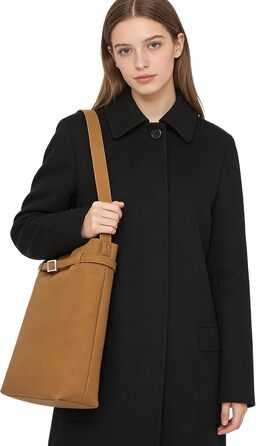 Сумка жіноча Miss Lulu велика шопер Tote Bag з м'якої PU шкіри, коричнева (2-4)