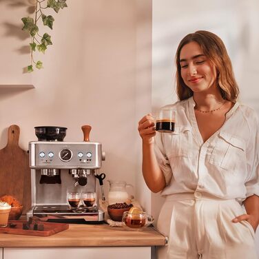 Кавоварка Cecotec Barista Maestro 2250 Вт, 20 бар, з манометром, 2 термоблоки, резервуар для зерен, 20-ступеневе млинок, паровий кран