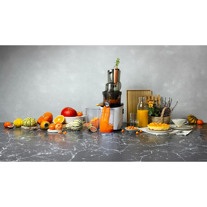 Соковижималка Kuvings REVO830 Slow Juicer з подвійною завантажувальною горловиною, автоматичною системою нарізки, набір фільтрів для смузі та сорбету, матова темно-червона