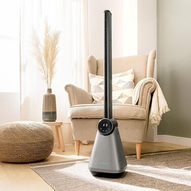 Вентилятор безлопатевий Cecotec EnergySilence 9890 Skyline, 100 см, 50 Вт, сенсорний LED-дисплей, пульт, 3 режими, 3 швидкості, таймер 15 год, кут розхитування 40º, сталева основа, чорний колір