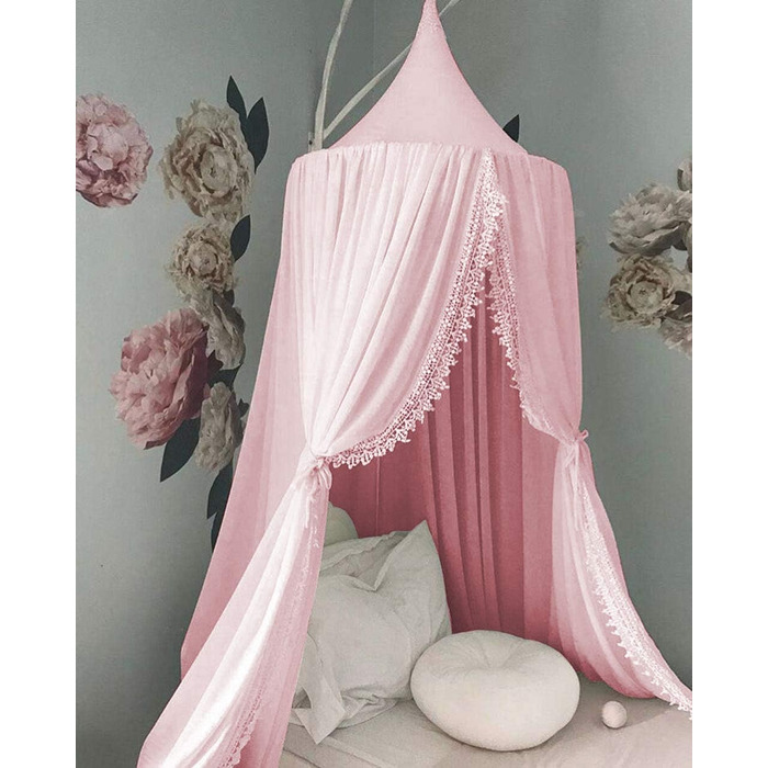 Lace Canopy Bed Canopy Mosquito Net, Insect Protection, Children's Princess Play Tents, Room Decoration, Height 250cm, Color Pink